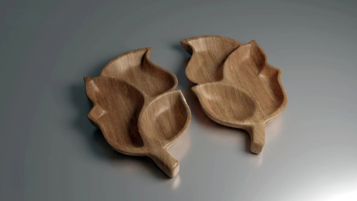 Činija u obliku lista od punog hrasta - drveni dekorativni proizvod